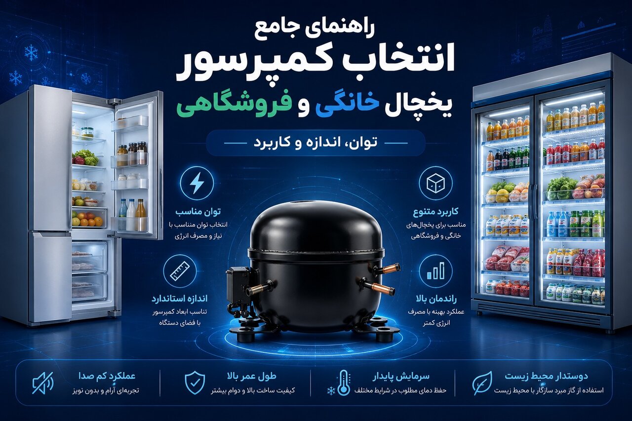 راهنمای انتخاب کمپرسور یخچال: خانگی و فروشگاهی