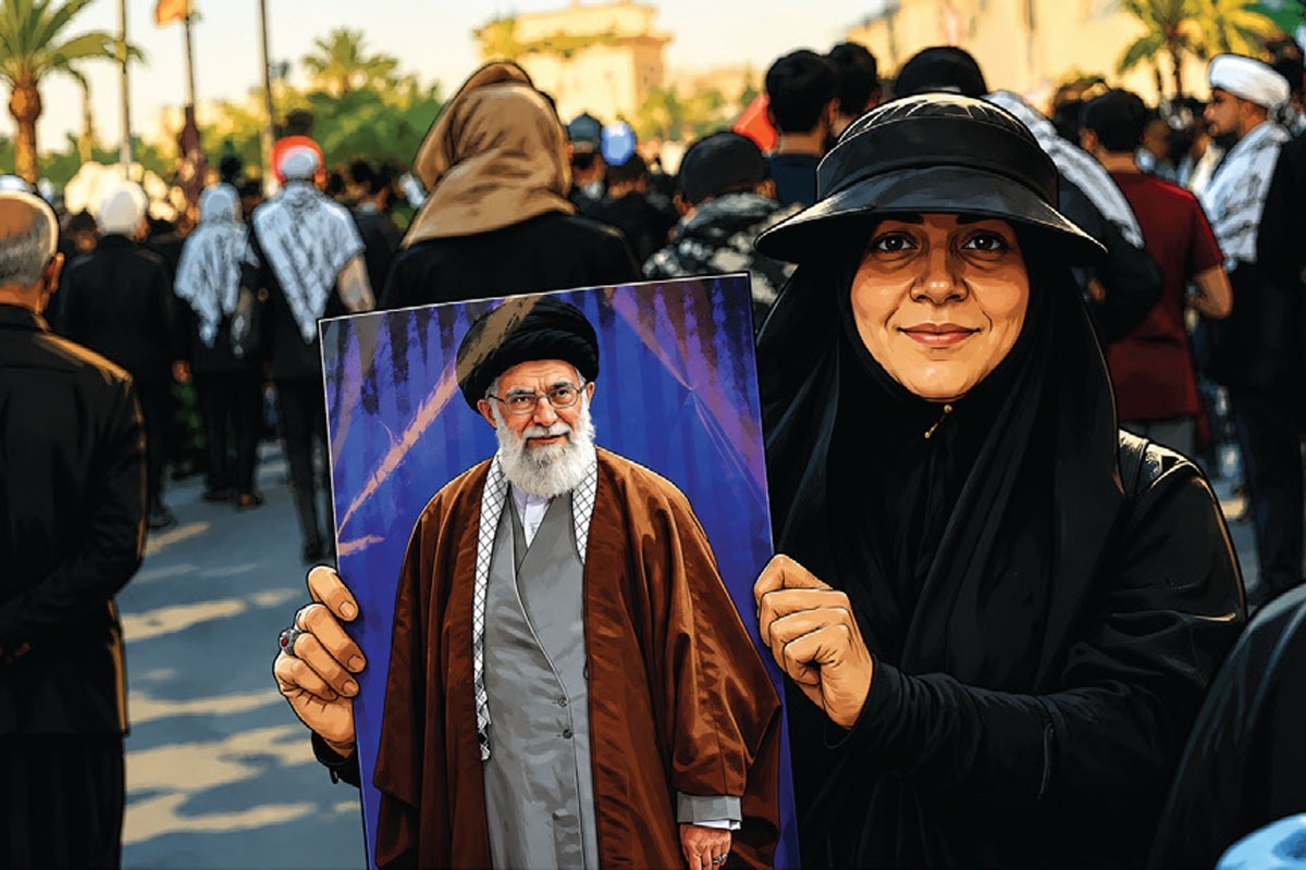۵ نماد وفاداری زائران اربعین؛ تصاویر رهبر انقلاب بر کولهپشتیها
