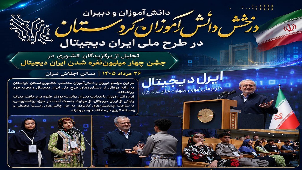 تجلیل از دانشآموزان کردستانی برگزیده طرح ملی ایران دیجیتال