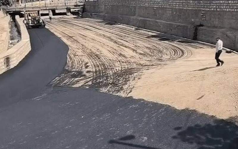 آسفالت بستر رودخانه الیگودرز آغاز شد